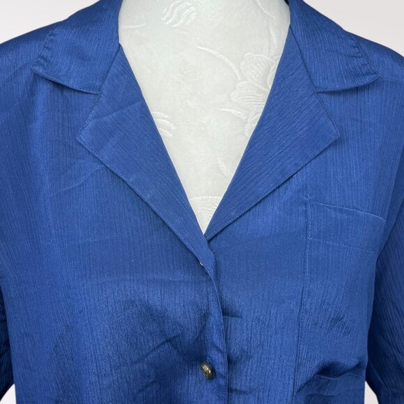 Vintage Petite by Elite Short Sleeve Button Down Shirt Shoulder Pads Medium - Picture 2 of 9